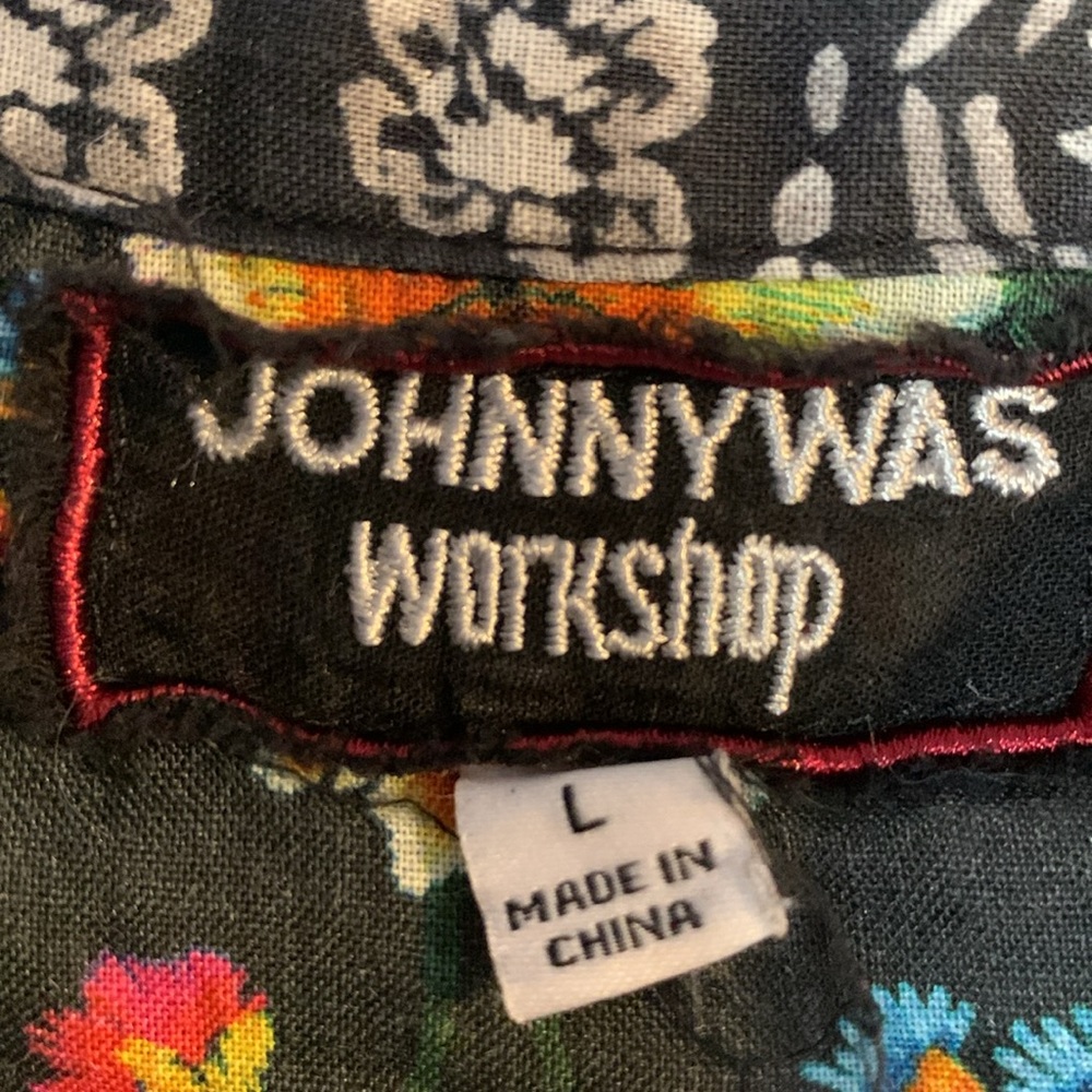 Johnny Was Black Floral Embroidered Button-Up Top with Multicolor Accents - Picture 7 of 9
